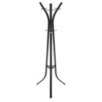 type A Perspective Metal Freestanding Coat Rack with 9 Hooks, Black Front_Flat