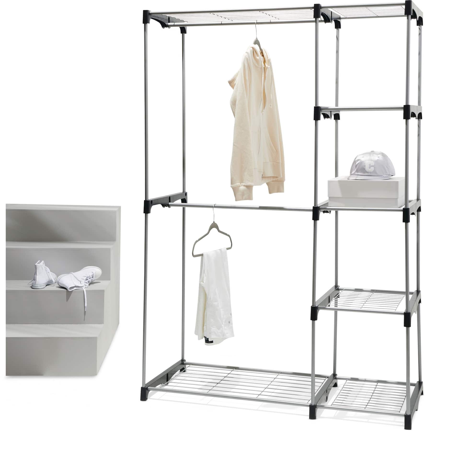 type A Prima Metal Freestanding Closet Organizer with 5 Wire Shelves Rods Canadian Tire