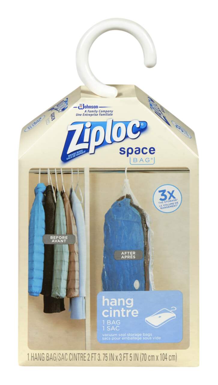Ziploc Hanging Space Bag Clothes Vacuum Sealer Storage Bags for Home and  Closet Organization, 1 Bag Total