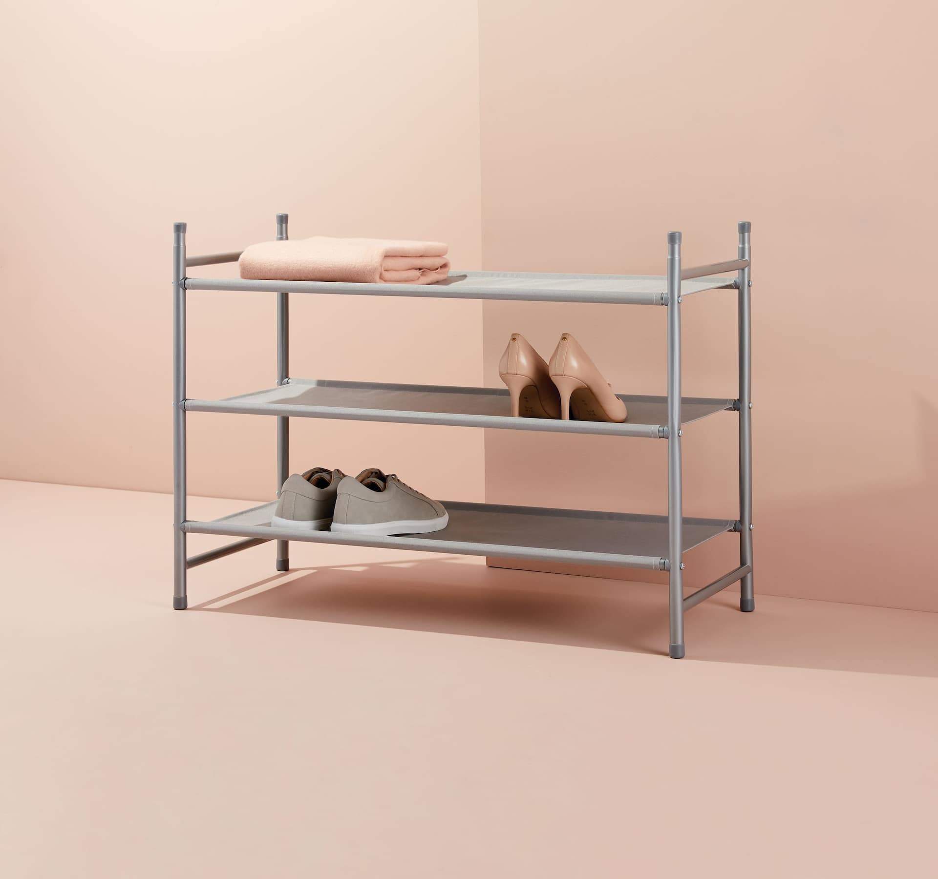 type A Stackable Ease 3 Tier Shoe Rack Holds up to 12 Pairs of Shoes Grey Canadian Tire