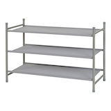 type A Stackable Ease 3-Tier Shoe Rack, Holds up to 12 Pairs of Shoes, Grey Back_Angled_Right