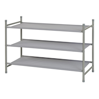 type A Stackable Ease 3-Tier Shoe Rack, Holds up to 12 Pairs of Shoes, Grey Back_Angled_Right