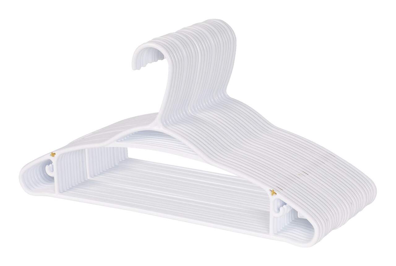 type A Plastic Slim Hangers, 24-pk, White
