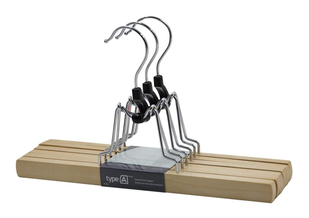 type A Wood Swivel Pant Hangers 3 pk