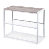 type A Linear Stackable 2-Shelf Shoe Rack, White Front_Angled_Left