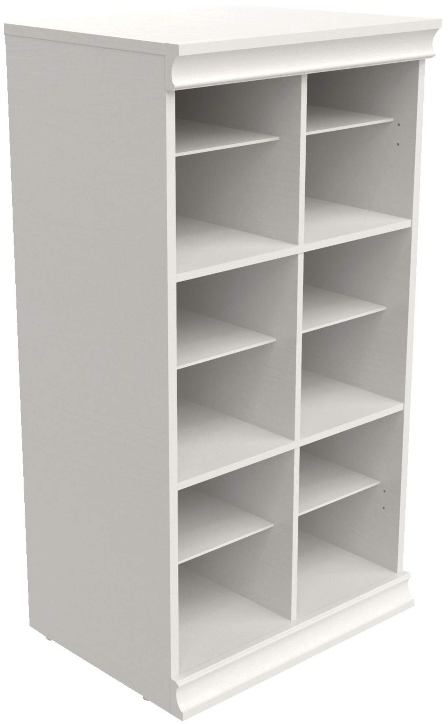 ClosetMaid Modular Adjustable Divided Storage Shelves/Unit, White Front_Three_Fourths_Angled_Right