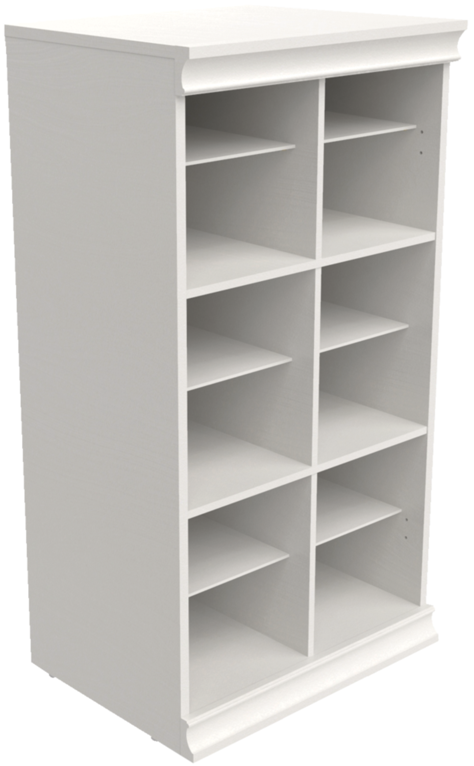 ClosetMaid Modular Adjustable Divided Storage Shelves/Unit, White Front_Three_Fourths_Angled_Right