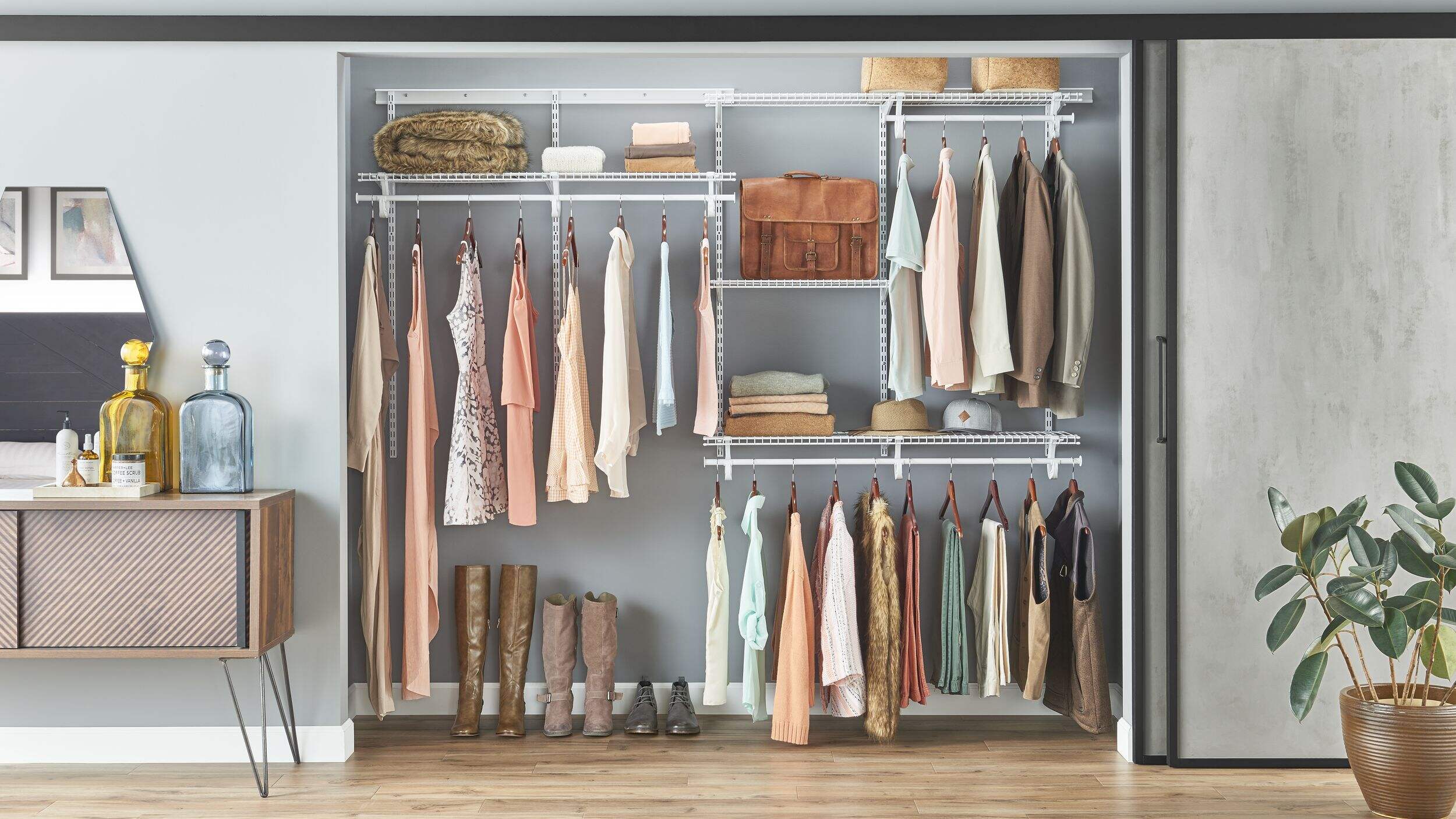 ClosetMaid Wire Shelf Track Closet Organizer Kit, White, 5ft x 8ft