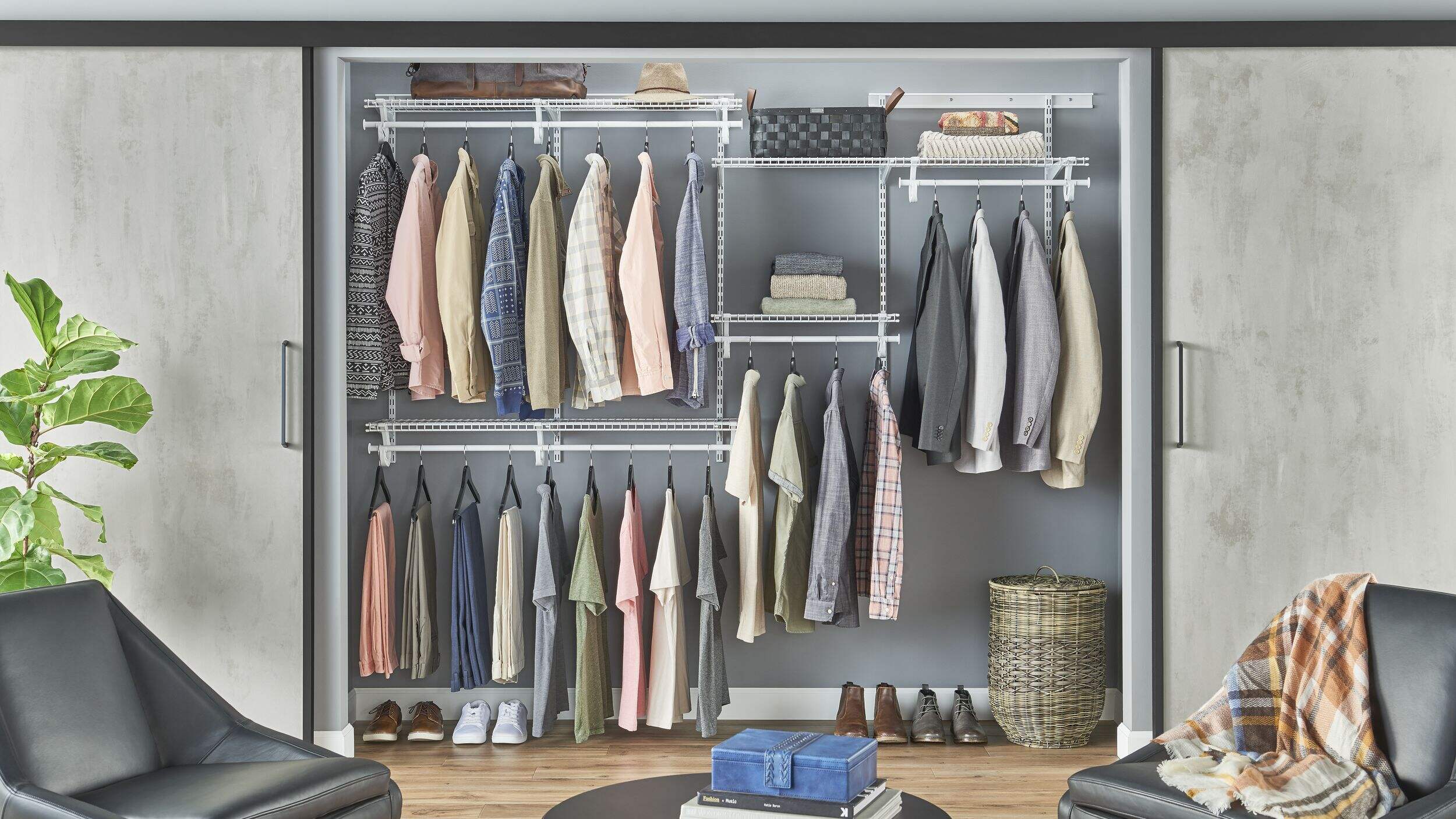 ClosetMaid Wire Shelf Track Closet Organizer Kit, White, 5ft x 8ft