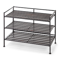 type A Stackable Perspective 3-Tier Shoe Rack, Black Front_Angled_Left