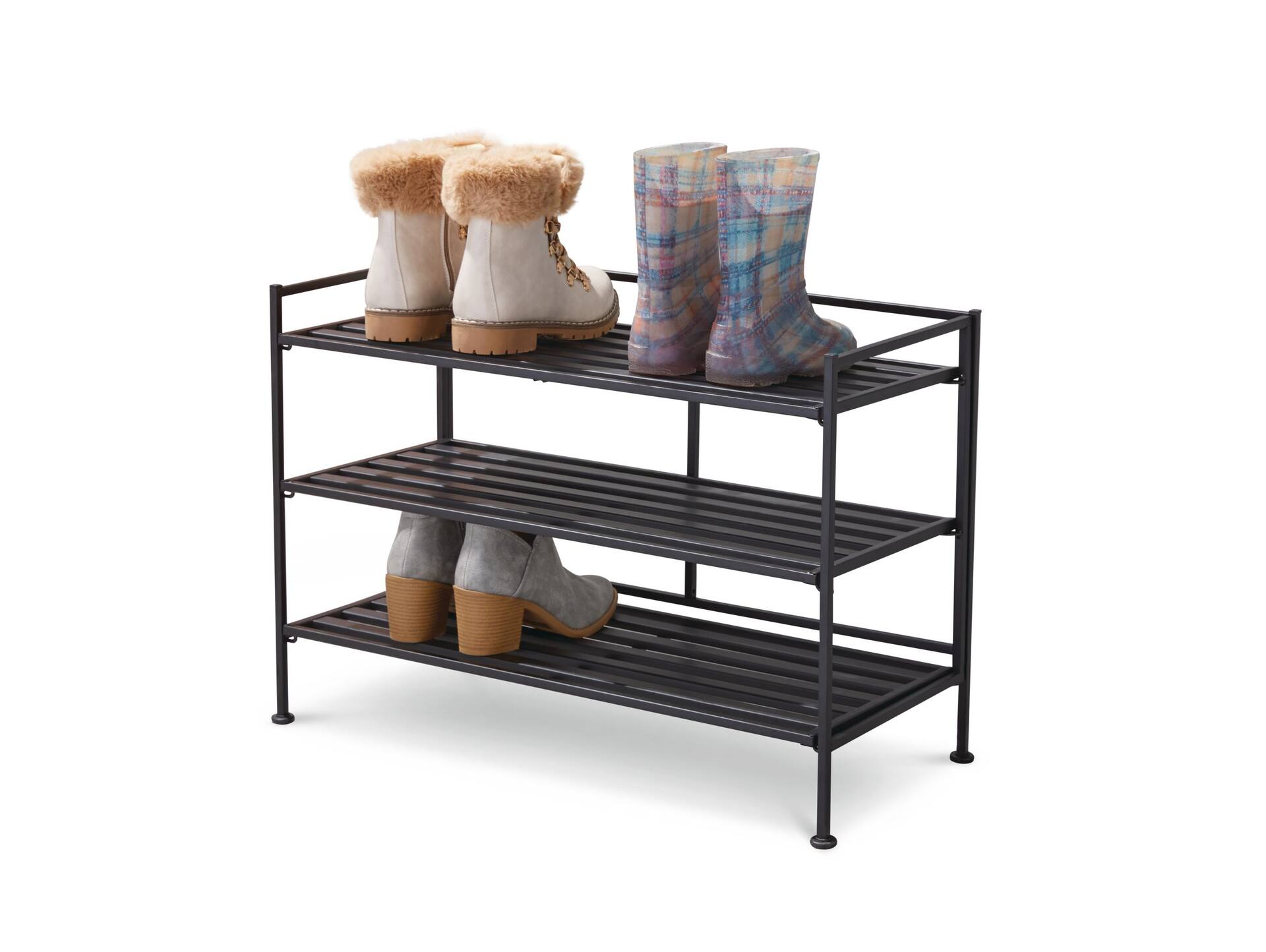 type A Stackable Perspective 3 Tier Shoe Rack Black Canadian Tire