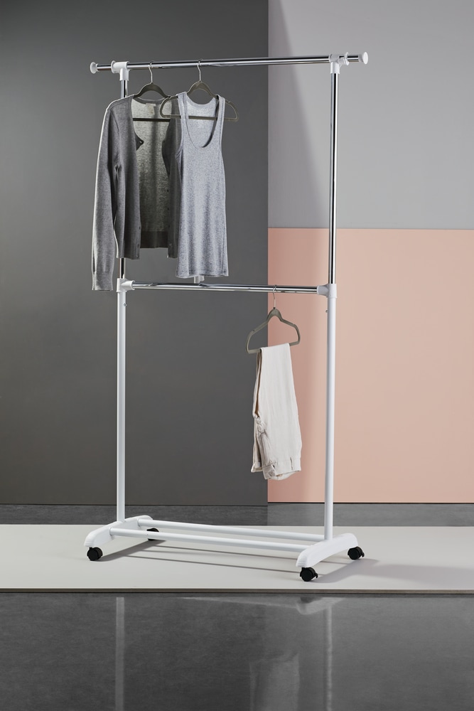 type A Prime 2 Tier Adjustable Double Rail Freestanding Clothing Rack