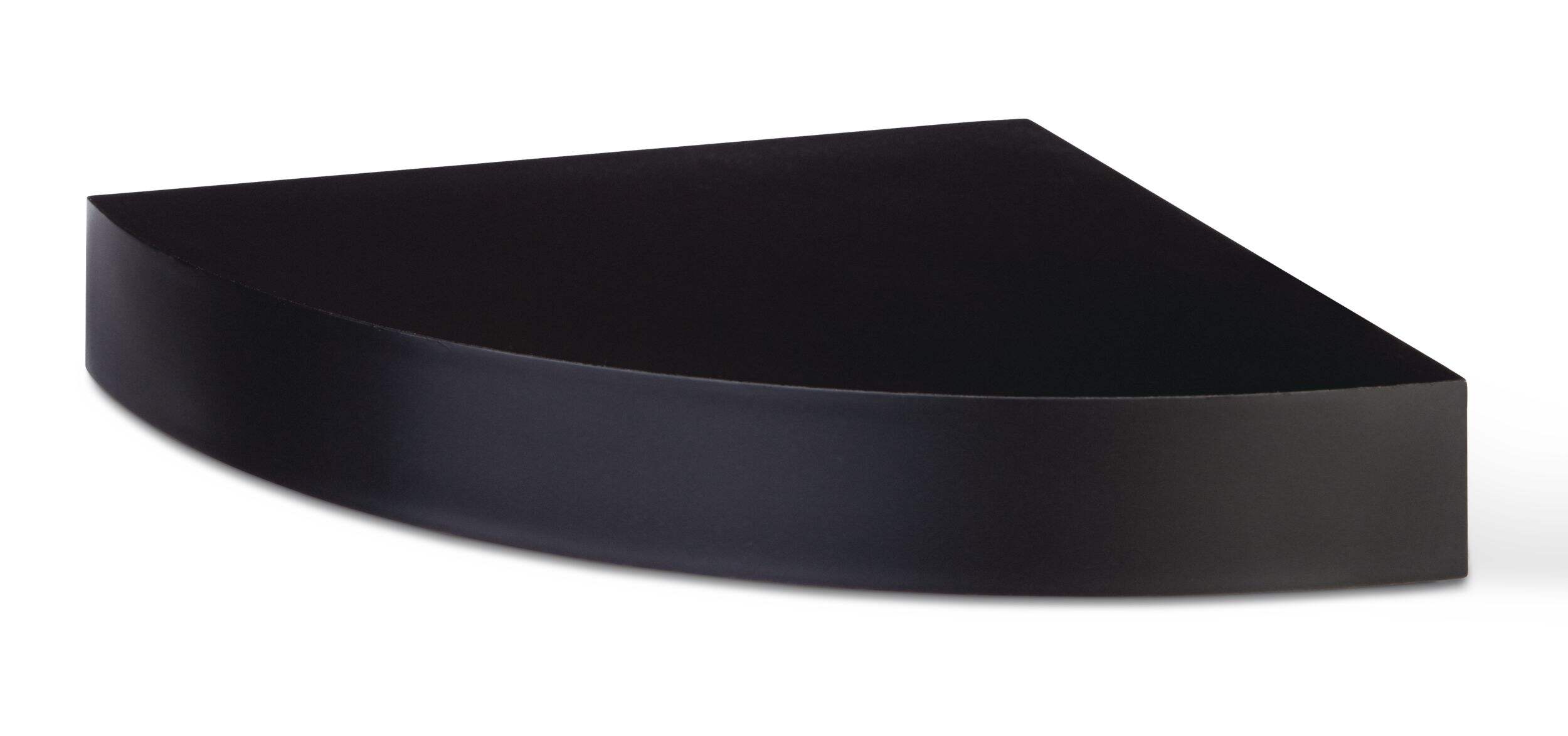 Type A Manhattan Corner Wall Shelf, Black, 12-in x 12-in Front_Three_Fourths_Angled_Left