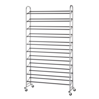 type A Radiant Metal Adjustable 10-Tier Shoe Rack, Holds up to 50 Pairs of Shoes, Black Front_Angled_Left