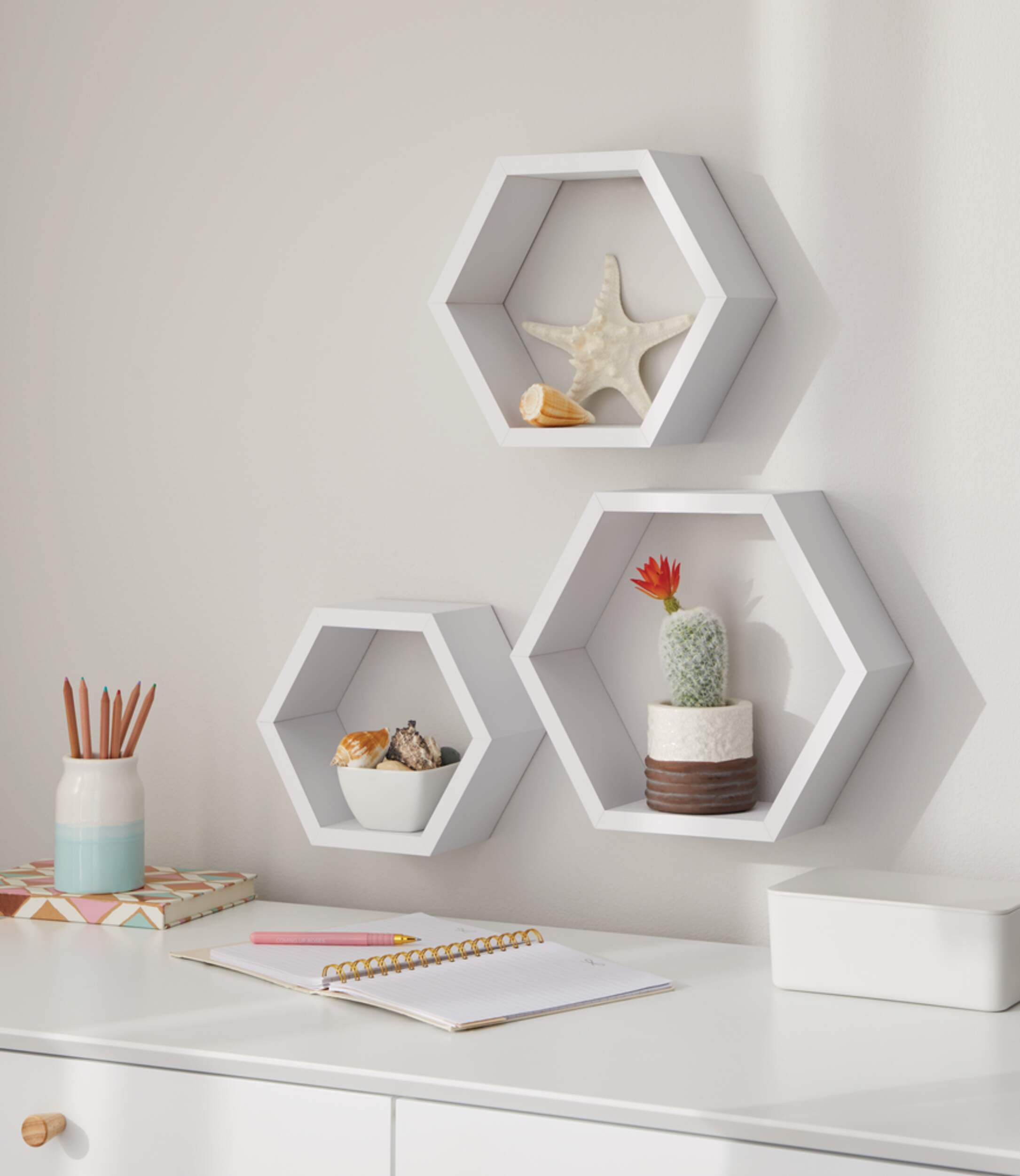 CANVAS MDF Floating Hexagonal Wall Shelves, 3pc Canadian Tire