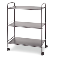 type A Radiant 3-Tier Utility Cart with Wheels, Grey Front_Three_Fourths_Angled_Left