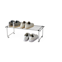 Type A Stackable Shoe Shelf, Black Front_Three_Fourths_Angled_Left