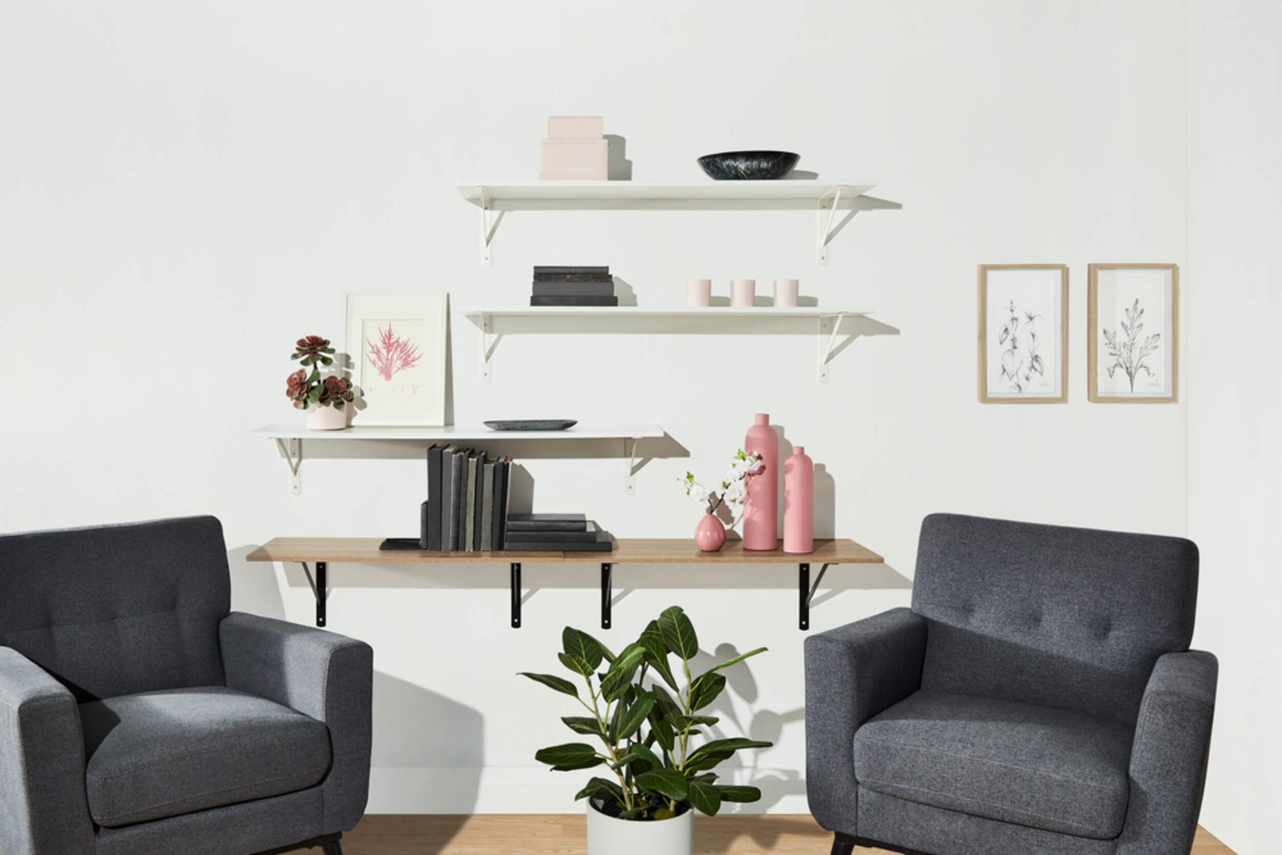 type A Wooden Floating Wall Shelf Board, White, 12 x 47in Canadian Tire