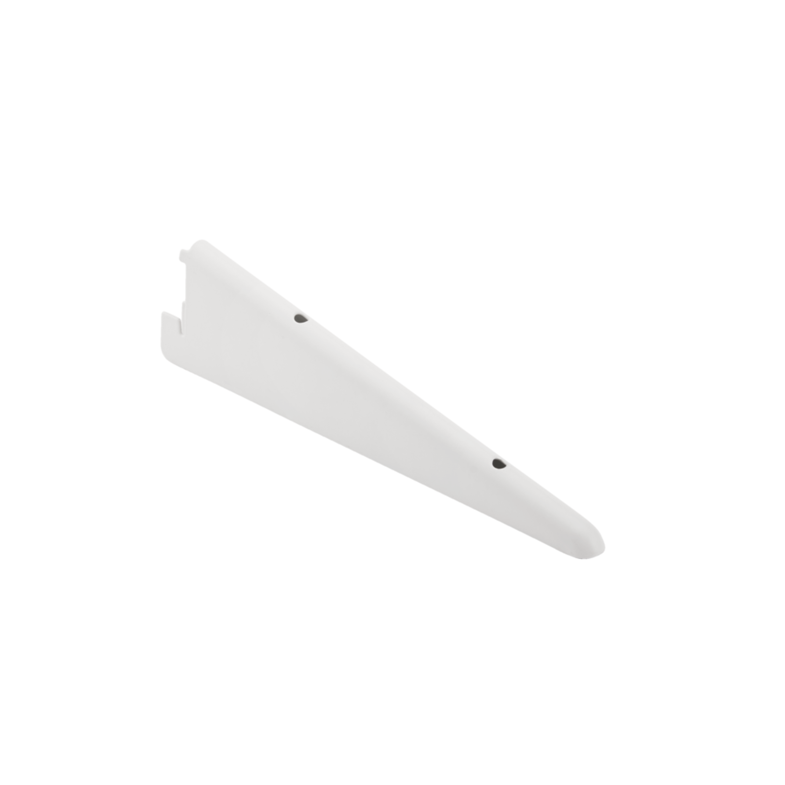 type A Double Track S-32 Shelf Bracket for Indoor Use, White, 7-in Back_Angled_Left