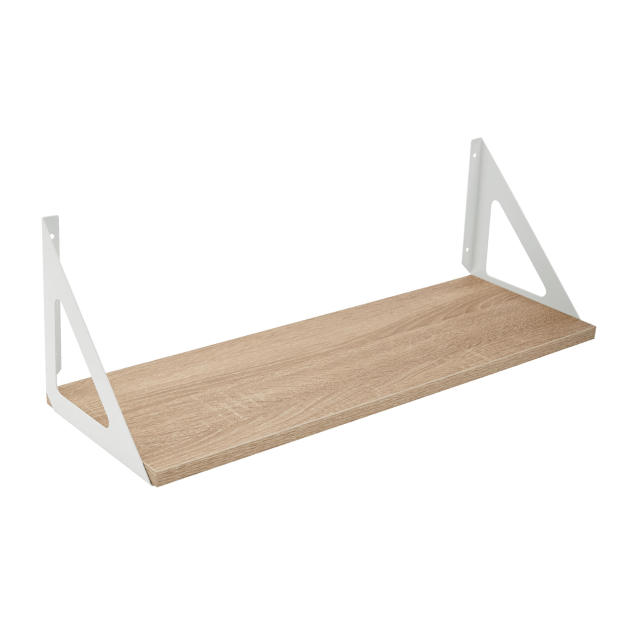 type A Align Floating Dual Bracket Shelf Kit, Oak, 8 x 24-in Front_Three_Fourths_Angled_Right