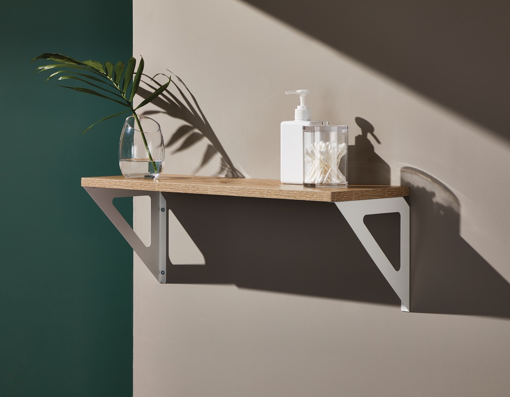 type A Align Floating Dual Bracket Shelf Kit, Oak, 8 x 24in Canadian