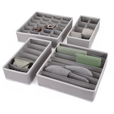 Type A Multi-Purpose Garment Drawer Dividers, Collapsible, 4-pk Front_Three_Fourths_Angled_Left