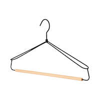 Type A Metal Wire Hanger with Wooden Bar, 3-pk Front_Three_Fourths_Angled_Left