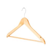 Type A Natural Slim Anti-Slip Wood Hangers with Pants Bar, Assorted Colours, 10-pk Front_Three_Fourths_Angled_Left