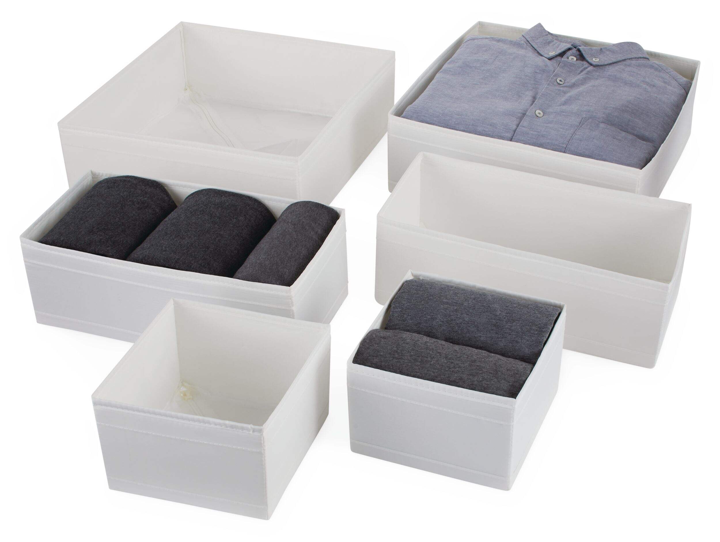 Type A Soft Fabric All-Purpose Storage Box Set, 6-pk Front_Three_Fourths_Angled_Left