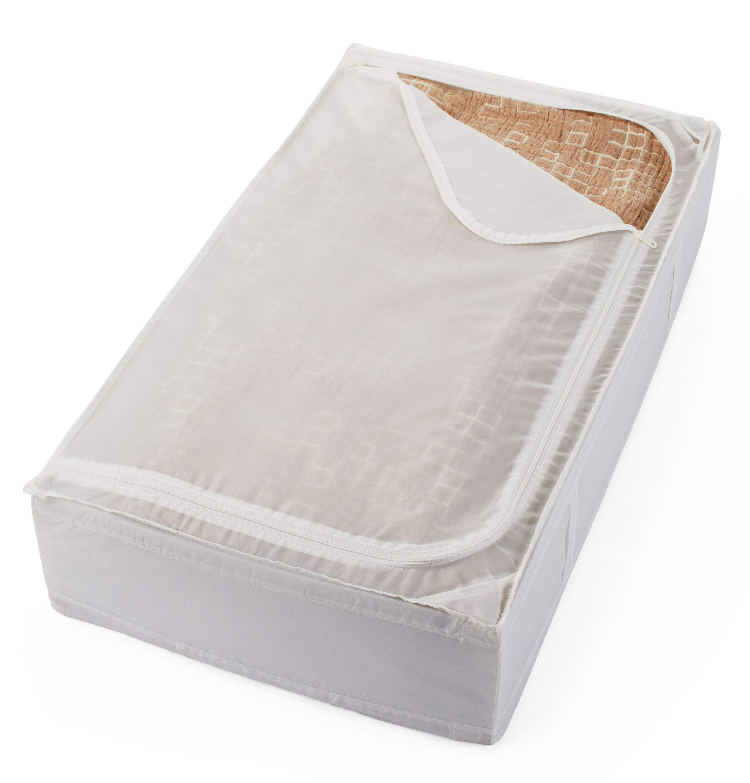 Type A Space-Saving Zippered Soft Under Bed Storage Case Front_Three_Fourths_Angled_Left