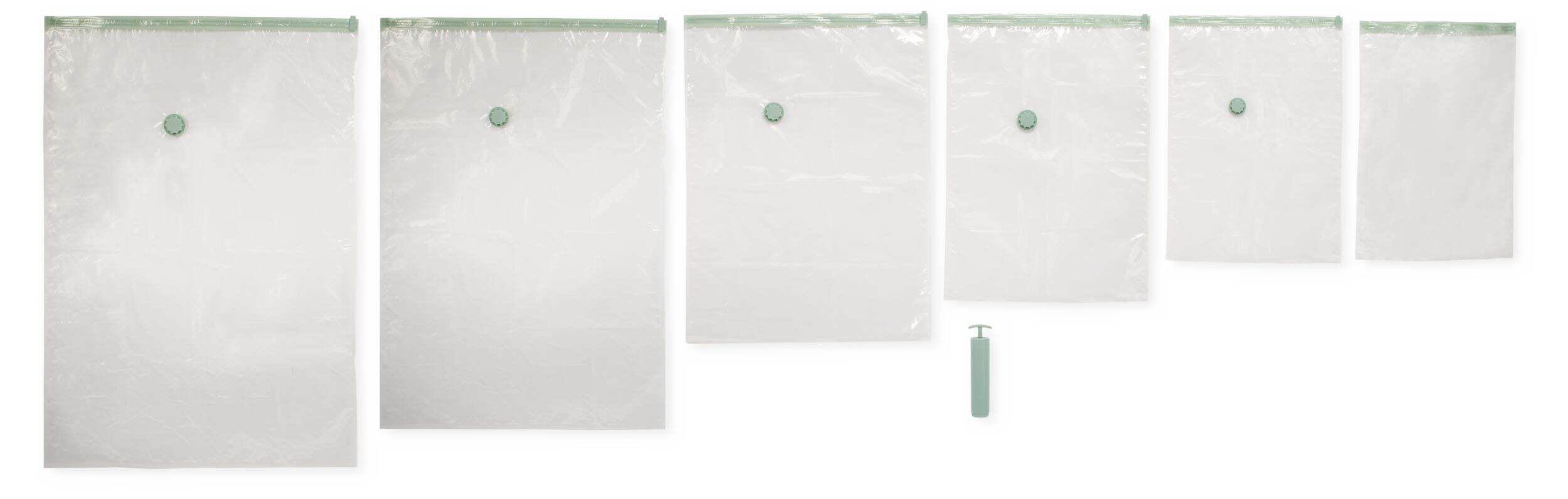 Type A Reusable Vacuum Seal Storage Bag Set with Pump, Multi-Size, 12-pk Front_Flat