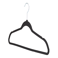 Type A Rubberized Slim Non-Slip Hanger, Black 10-pk Front_Three_Fourths_Angled_Left
