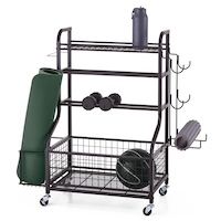 Type A Multifunction Storage Rack with Wheels, Black Front_Three_Fourths_Angled_Left