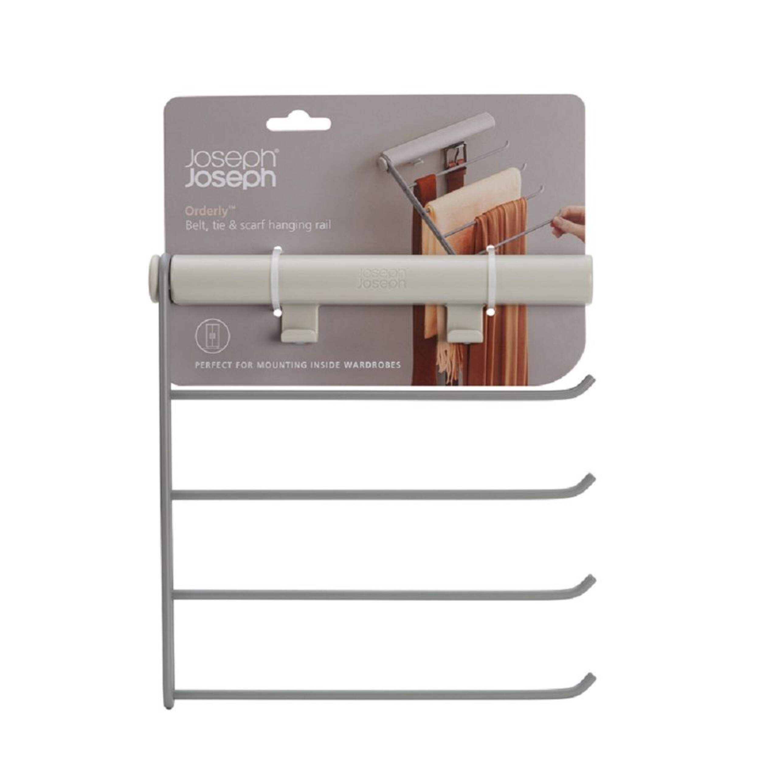 Joseph & Joseph Orderly Belt, Tie & Scarf Hanging Clothing Accessories Rail, Ecru Front_Flat