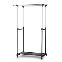type A Prime Adjustable Double Rail Freestanding Clothing Rack with Tool-Free Assembly Front_Angled_Left