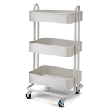 type A Momentum Steel 3-Tier Utility Cart with 4 Wheels, White Front_Angled_Left