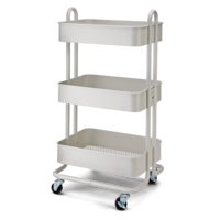 type A Momentum Steel 3-Tier Utility Cart with 4 Wheels, White