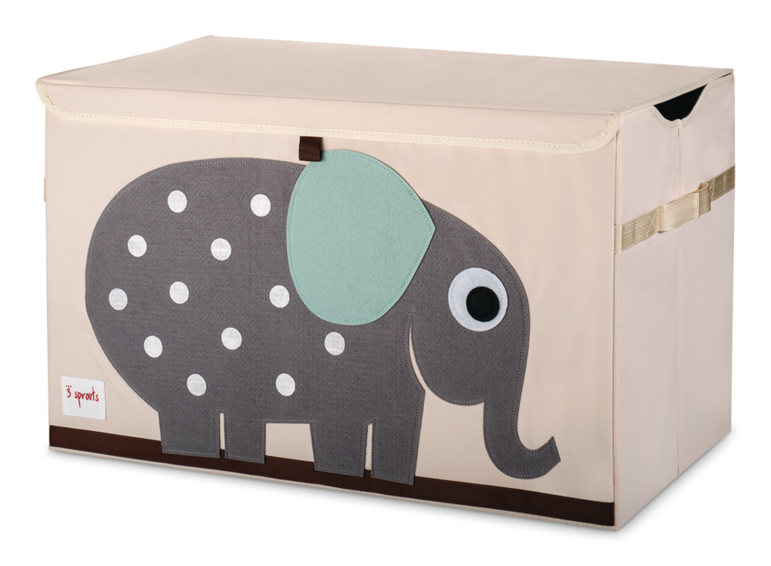 3 Sprouts Fabric Elephant Foldable Kids' Toy Chest with Lid Front_Angled_Left