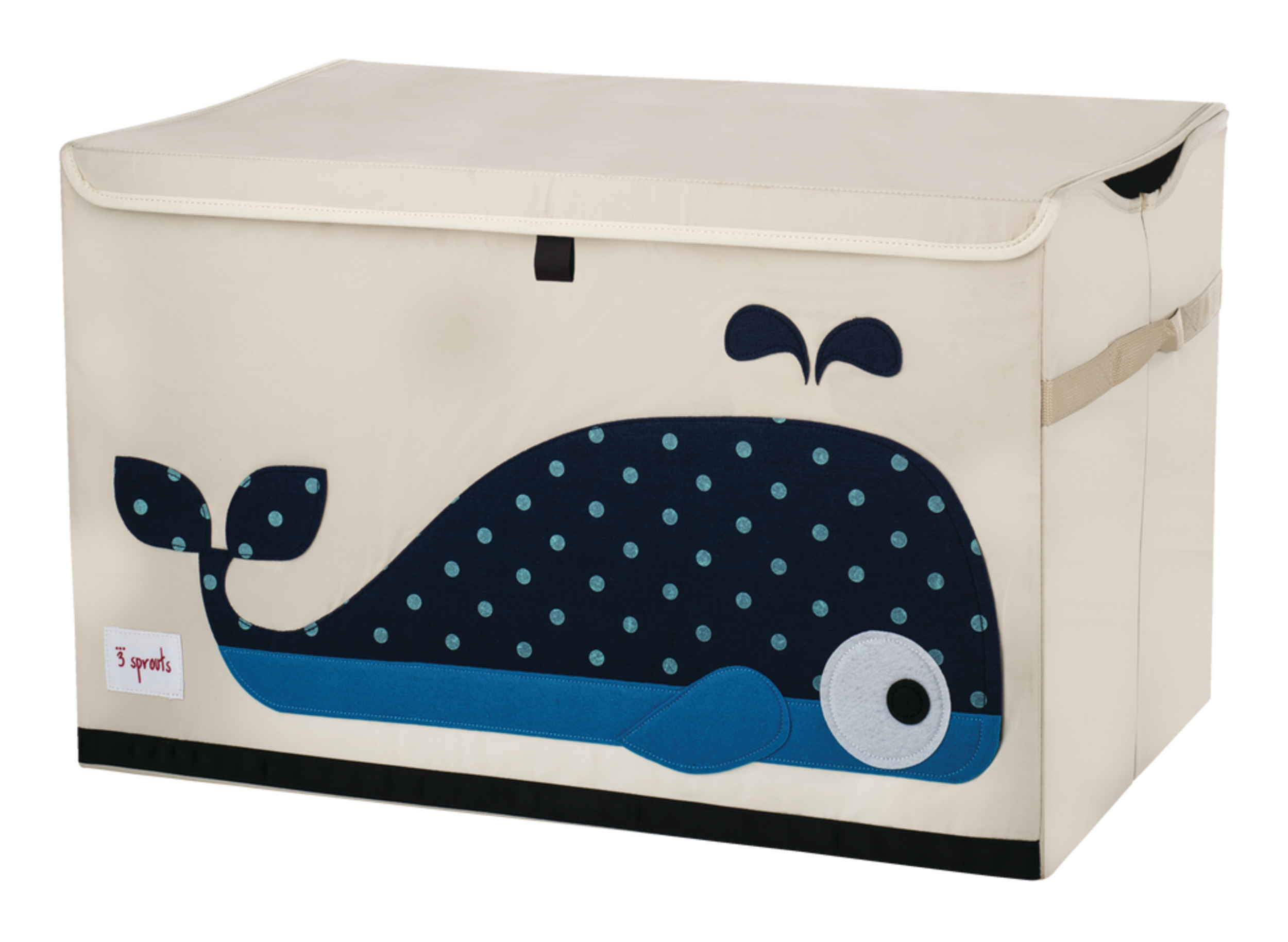 Coffre à jouets pliable en tissu avec couvercle en forme de baleine pour enfants de 3 Sprouts Front_Angled_Left