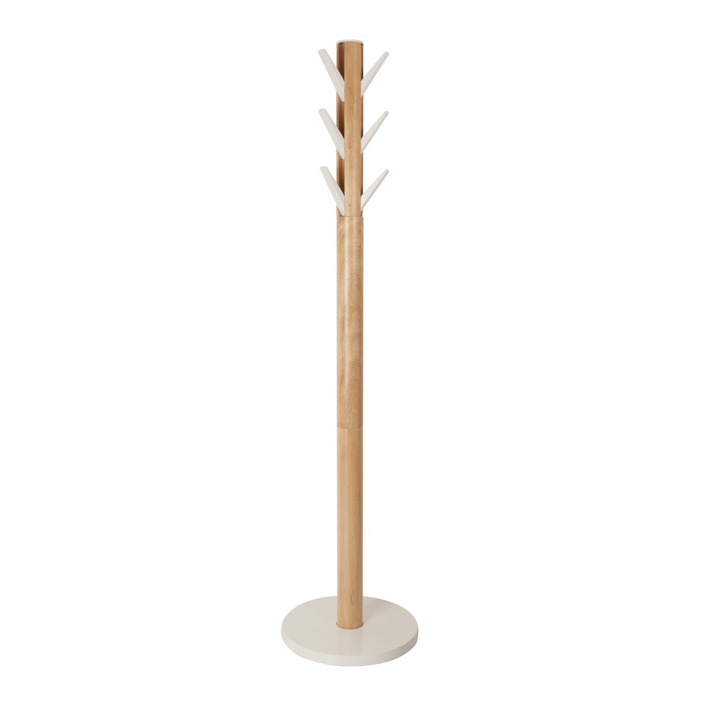 Umbra Flapper Freestanding Coat Rack with 9 Hooks, White/Natural, 15.63