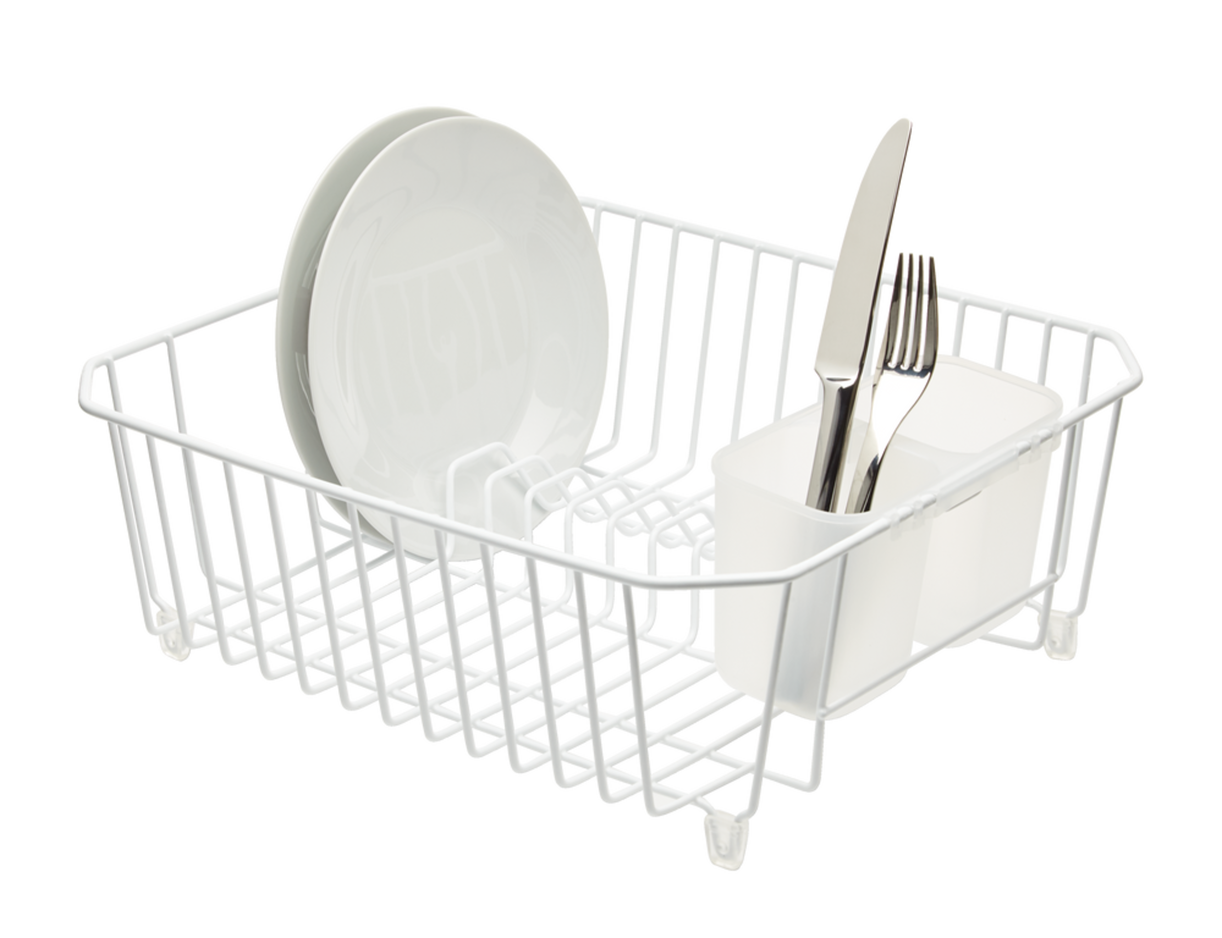 Type A Small Metal Dish Drying/Draining Rack For Kitchen, White, 14.25