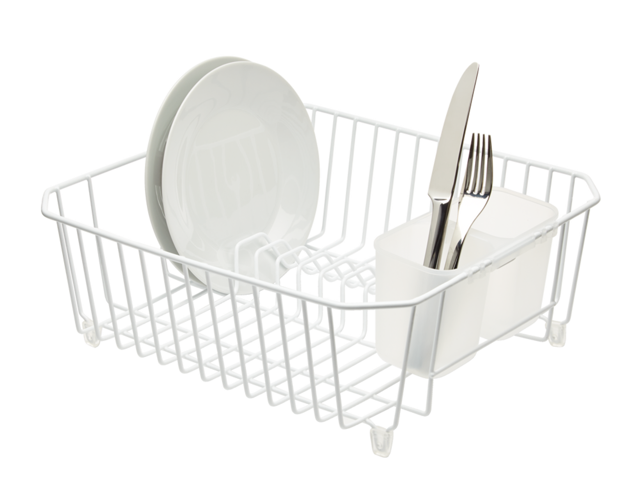Type A Forte Aluminum Dish Drying Rack with Cutlery Holder & Drainboard,  Grey, 6 x 9-in