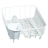 Type A Small Metal Dish Drying/Draining Rack For Kitchen, White, 14.25 x 12.5 x 5-in Front_Angled_Right