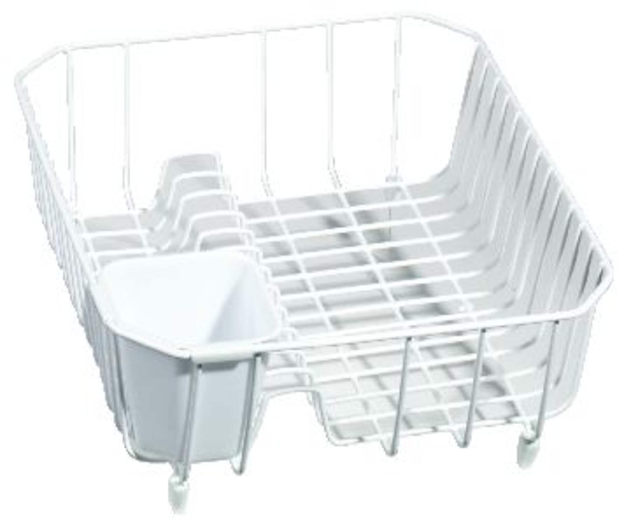Type A Small Metal Dish Drying/Draining Rack For Kitchen, White, 14.25 x 12.5 x 5-in Front_Angled_Right