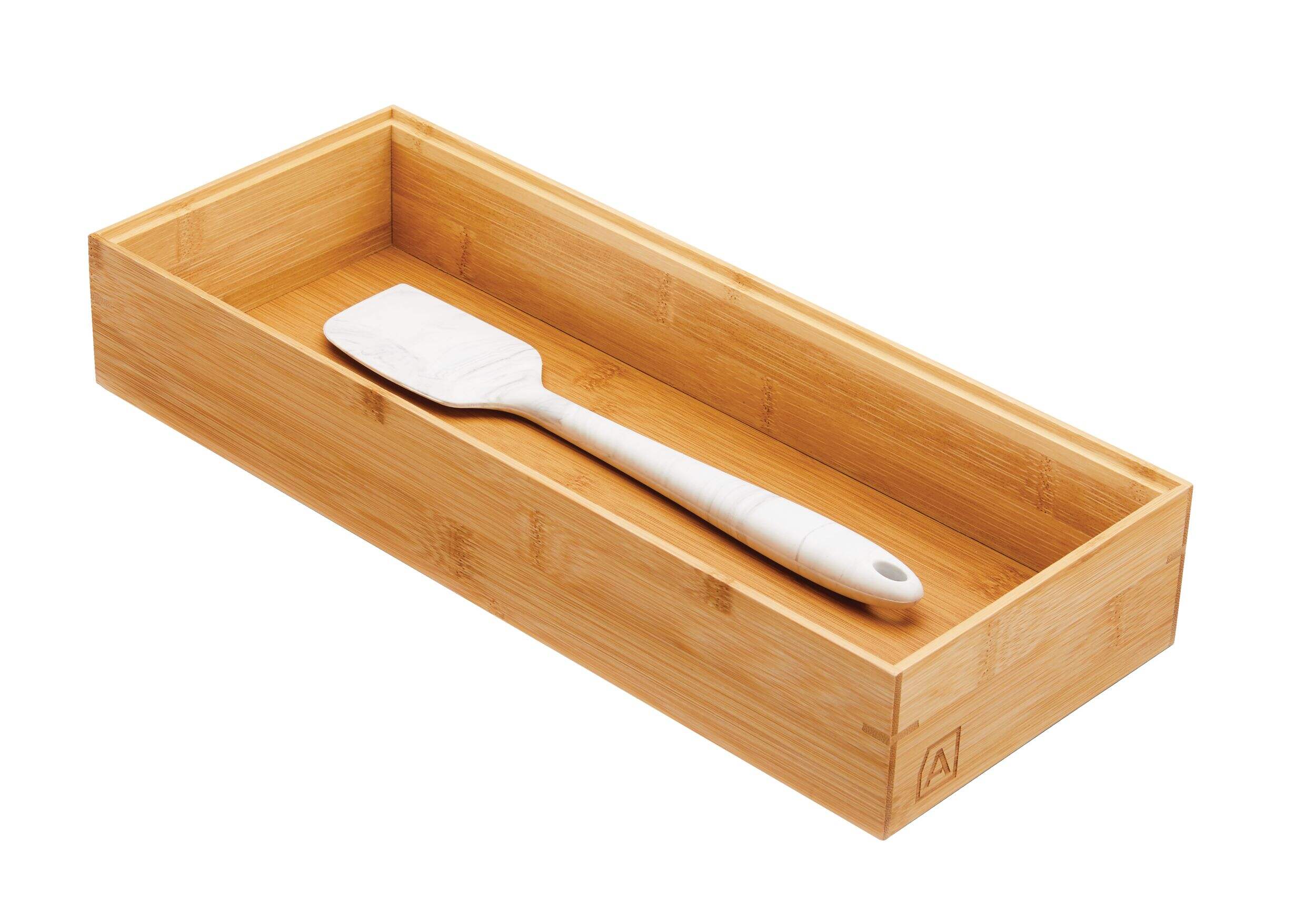 Type A Bamboo Drawer Organizer Tray/Box For Kitchen/Office/Home Storage, 15 x 6-in Front_Angled_Left