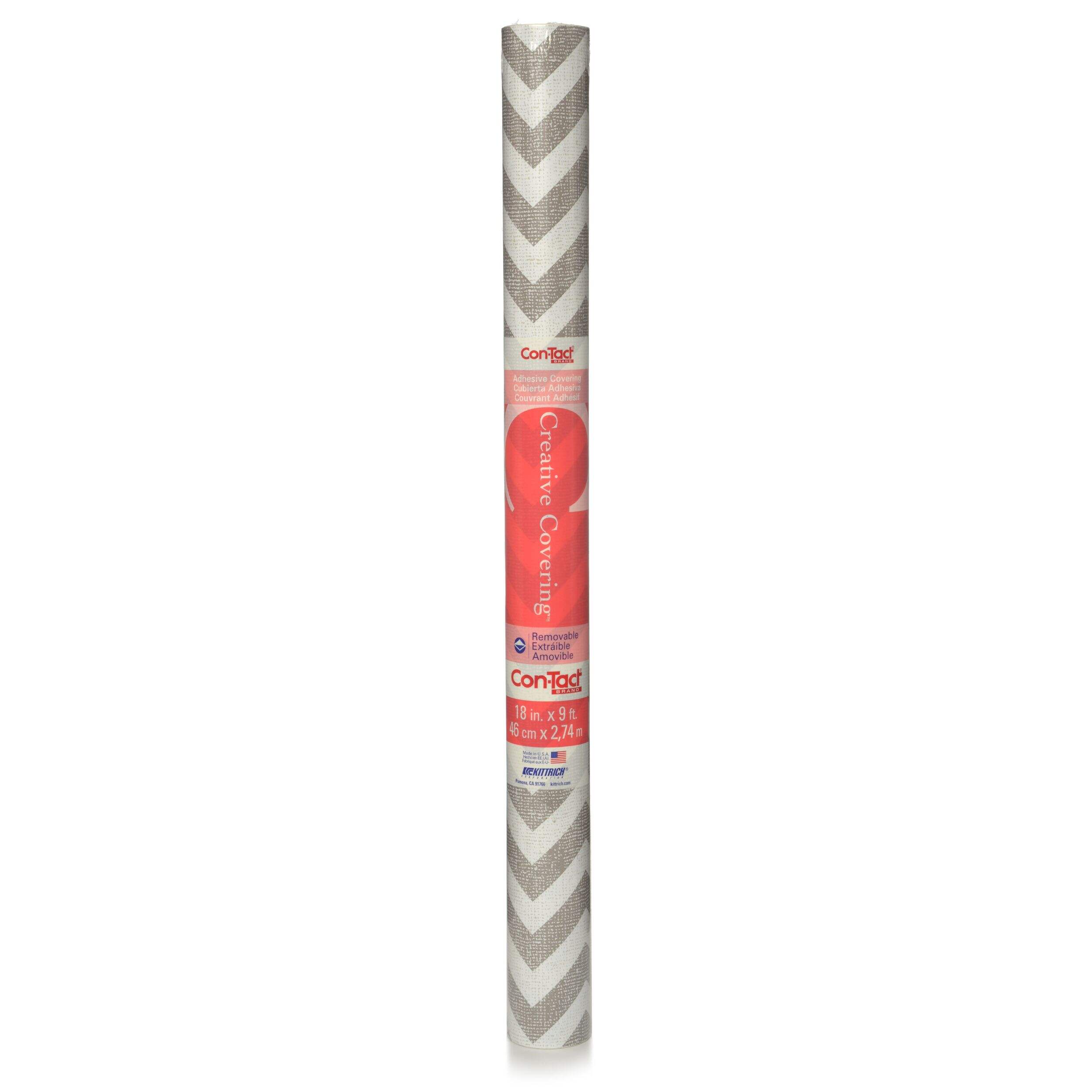 Con-Tact Creative Covering Removable Adhesive Shelf/Drawer Liner, Chevron, 18-in x 9-ft Front_Flat