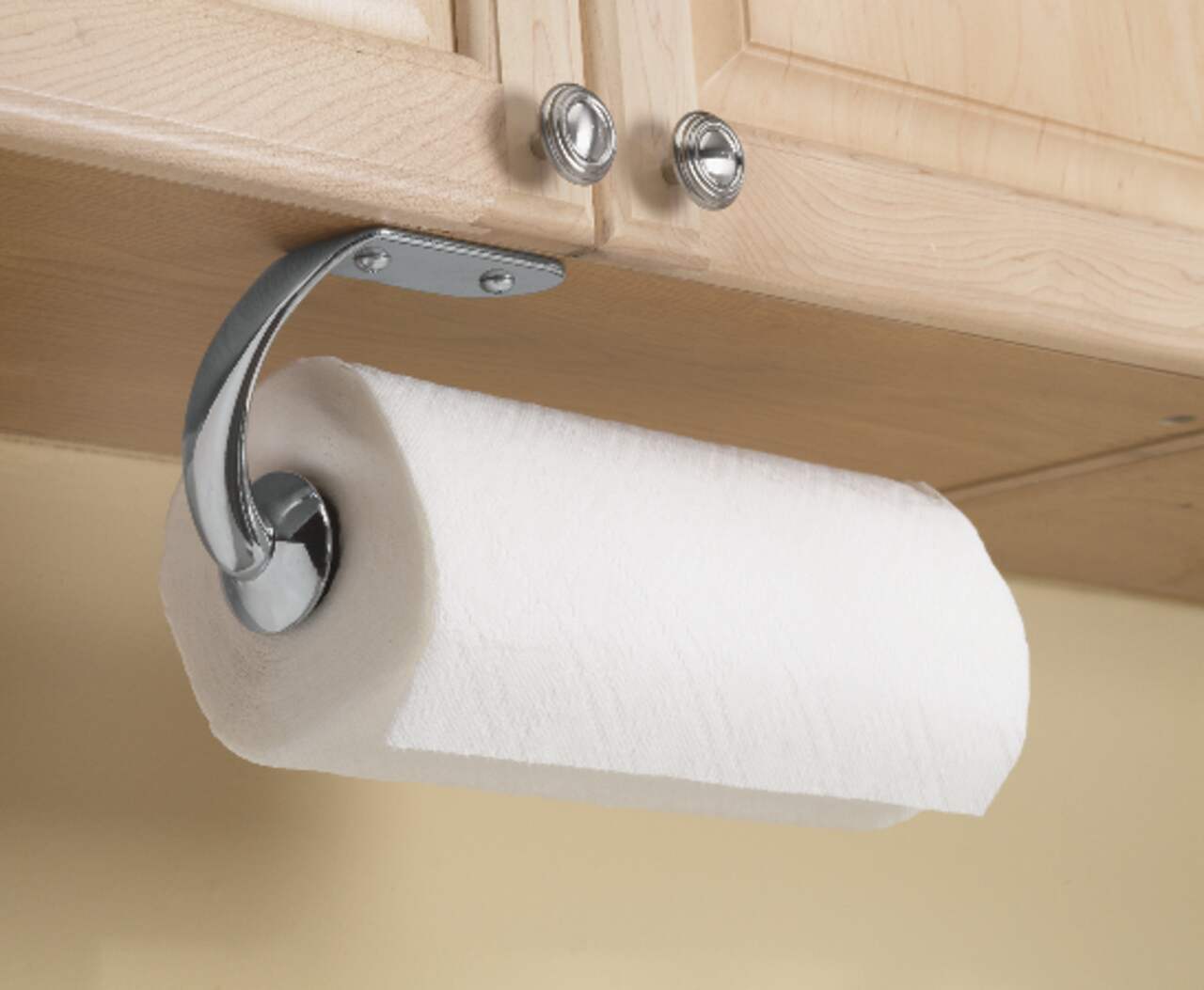 Under Cabinet Paper Towel Holder, One Hand Operation Wall Mounted Paper  Towel Holder with Damping Effect, Self-Adhesive or Drilled Paper Roll Holder  for Kitchen, Bathroom, RV (2 Towel Hooks Included) 