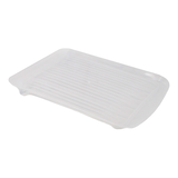 Type A Anti-Microbial Plastic Drainboard Tray For Kitchen Dish Drying Rack, Clear Front_Angled_Right