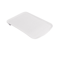 Type A Anti-Microbial Plastic Drainboard Tray For Kitchen Dish Drying Rack, White Front_Angled_Right