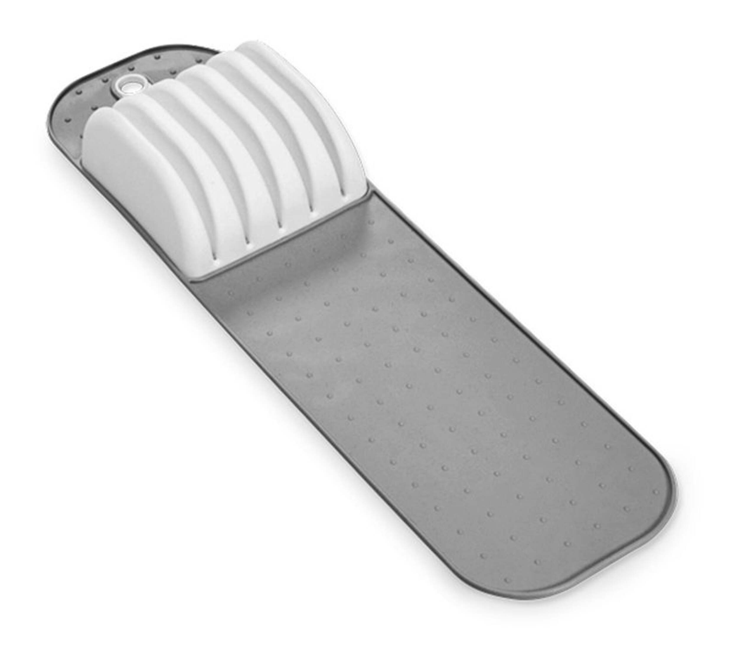 Tapis de rangement pour couteaux à 5 fentes pour tiroir de cuisine Madesmart, gris Overhead_Plunge
